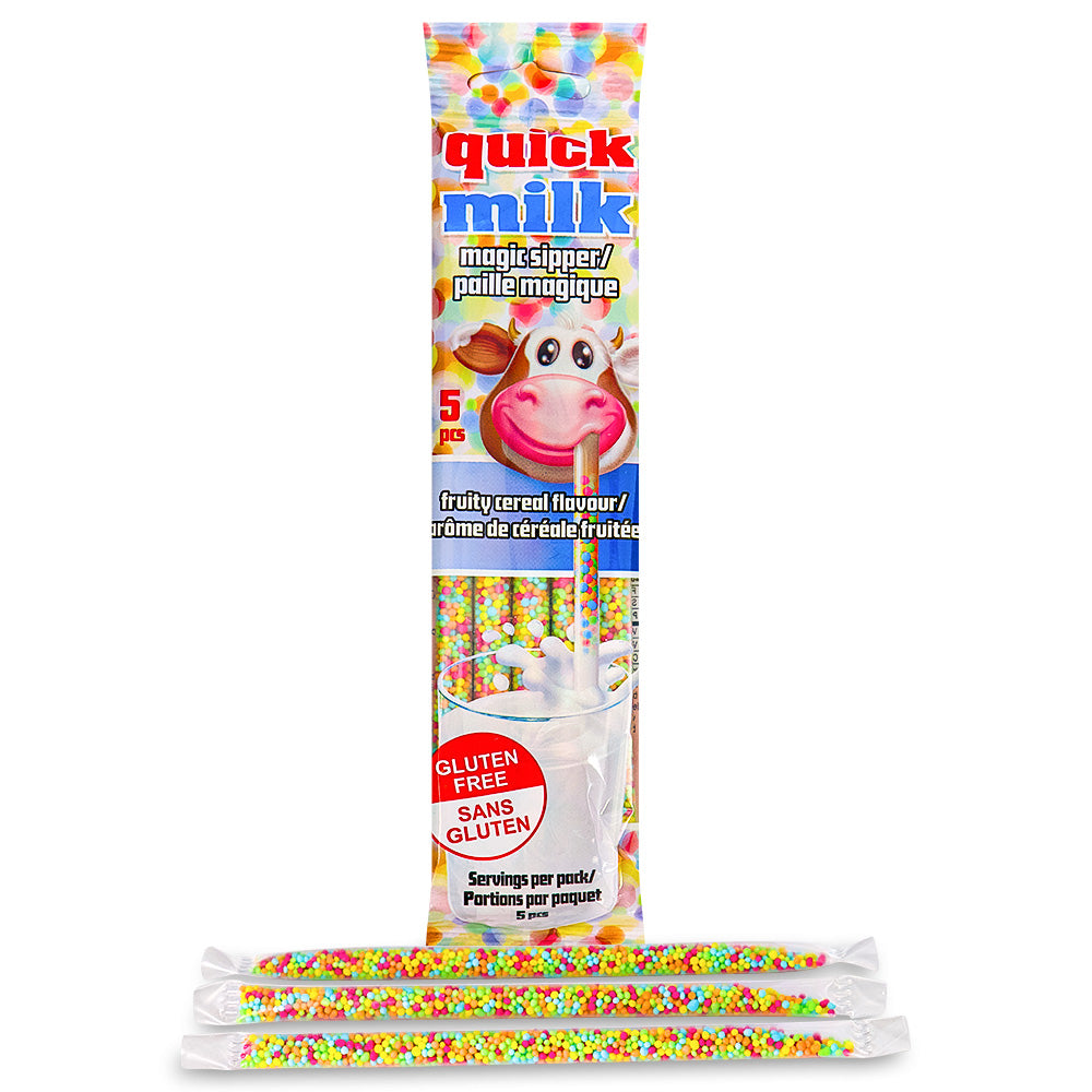 Quick Milk Magic Sipper Fruity Cereal Straws - 36g | Candy Funhouse