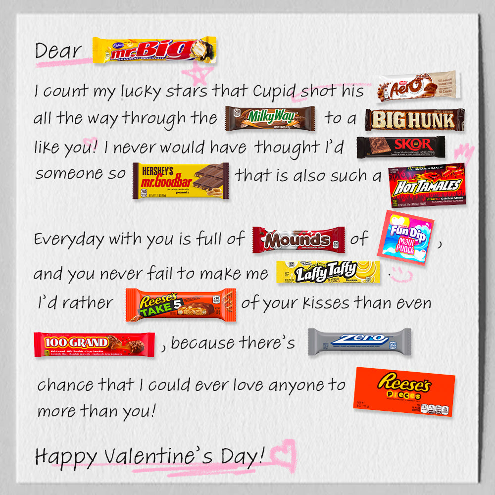 Valentine's Candy Card Kit For Him Candy Funhouse US