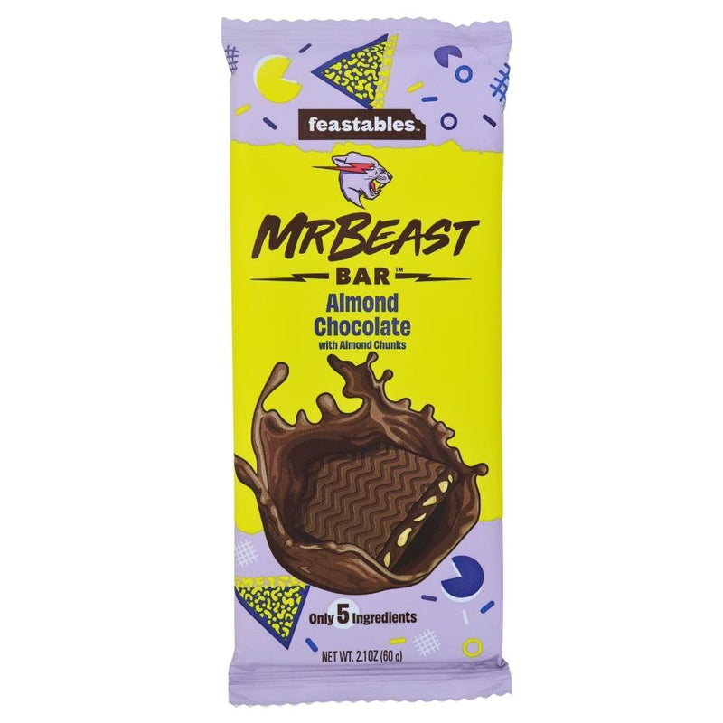 Mt Beast Almond Chocolate - 60g -Mr Beast Chocolate - Feastables - Mr Beast Feastables