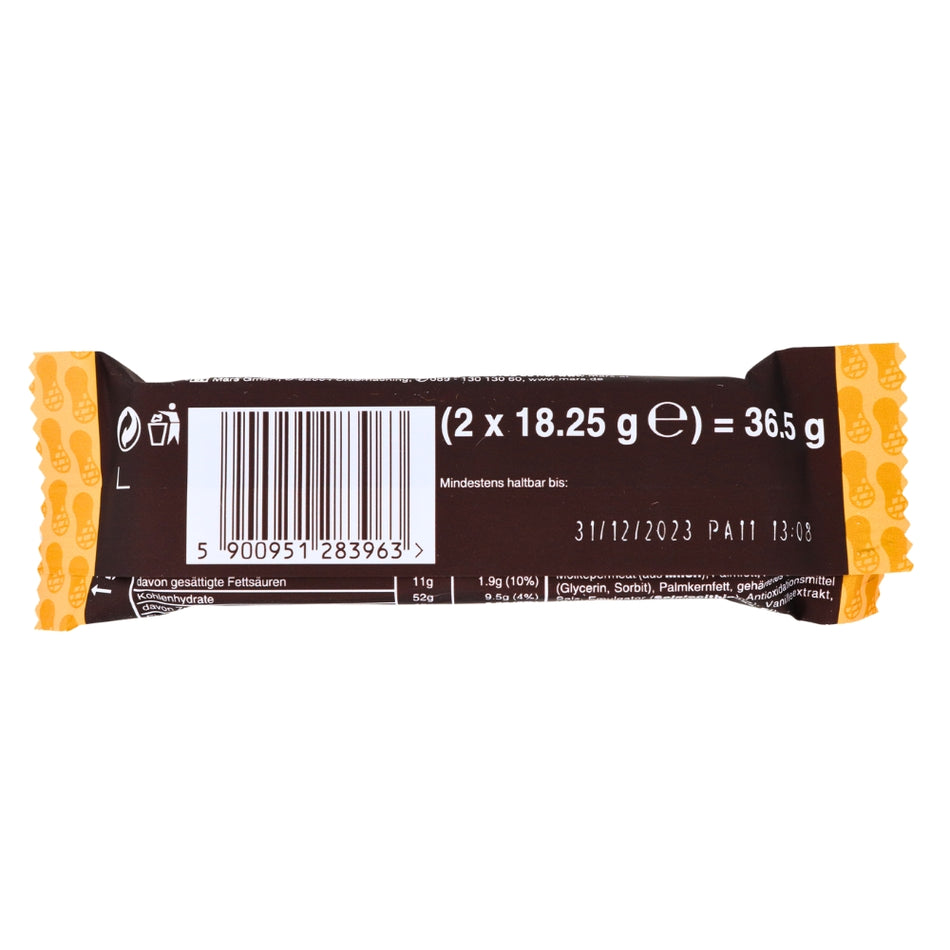 Snickers Creamy Peanut Butter Candy Bar - 36.5g Nutrition Facts Ingredients-Snickers-Snickers bar-chocolate peanut butter
