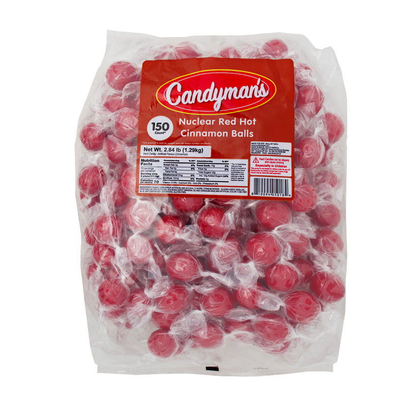 Candyman's Nuclear Red Hot Cinnamon Balls 150 pieces (UK) - 1.29kg Nutrition Facts Ingredients - Atomic Fireball Candy