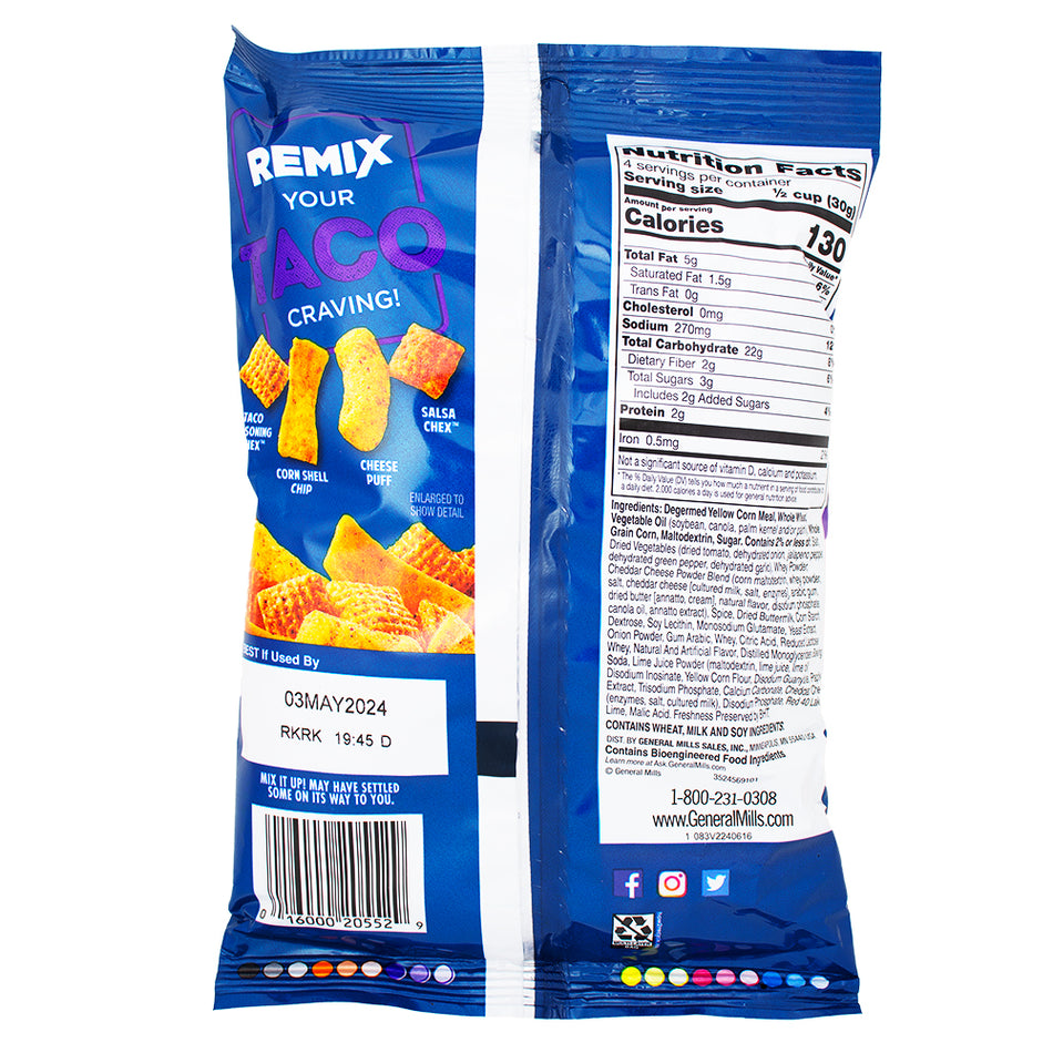 Chex Mix Remix Zesty Taco - 4.25oz Nutrition Facts Ingredients-Chex Mix-taco chips-Spicy chips