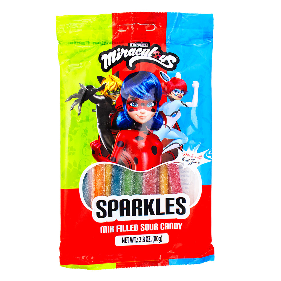 Miraculous Sparkles Mixed Filled Sour Candy - 80g-Miraculous ladybug characters-Sour candy-Rainbow candy