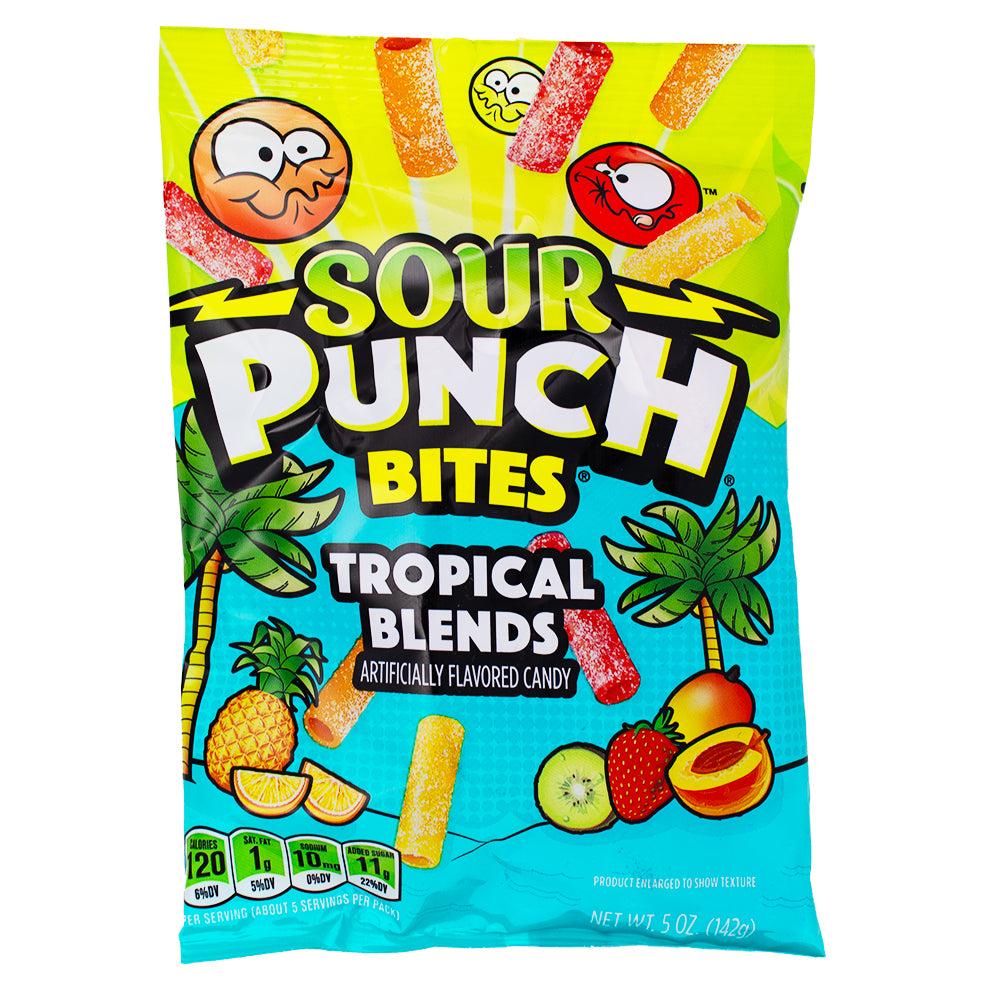 Sour Punch Bites, Blue Raspberry Chewy Candy Pieces, 5oz Bag 