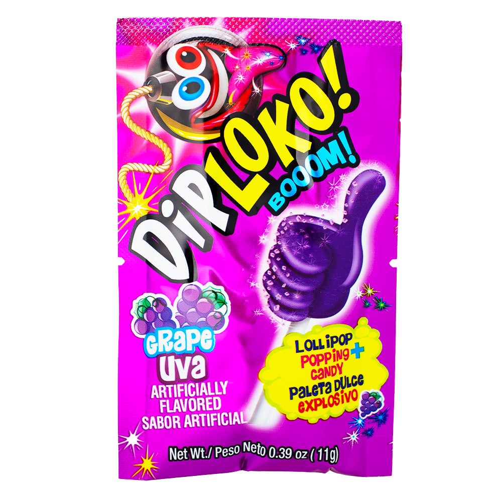 Dip Loko Grape Lollipop with Popping Candy Candy Funhouse Candy