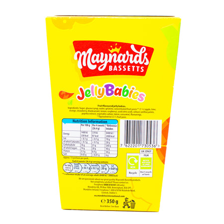 Maynards Bassetts Jelly Babies Gift Box - 350g  Nutrition Facts Ingredients