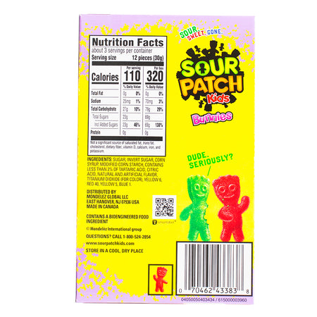Sour Patch Kids - Bunnies Theater Pack - 3.1oz Nutrition Facts Ingredients