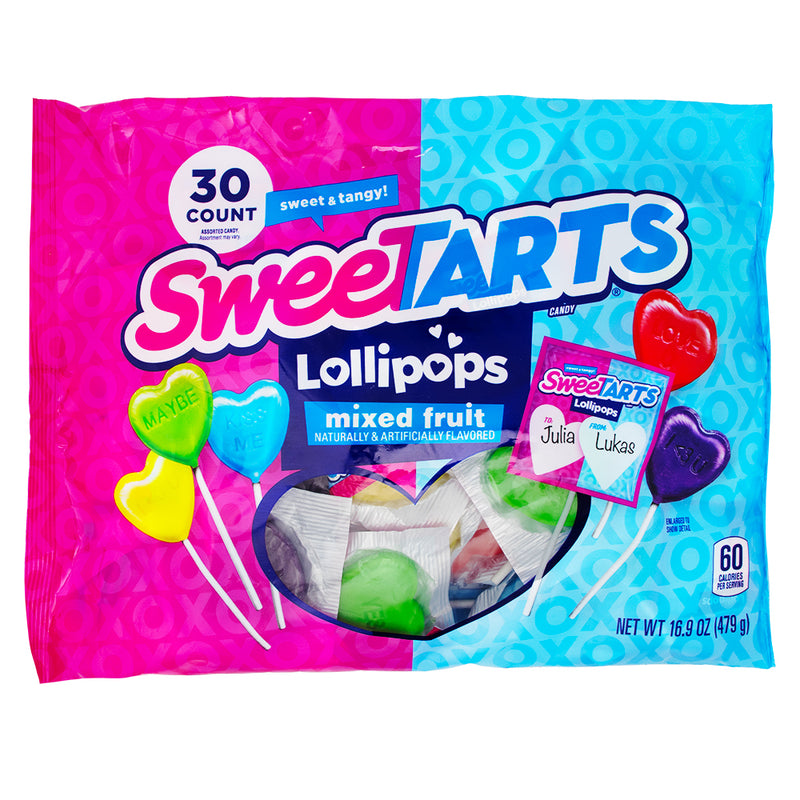 Sweetarts Lollipops 30ct - 16.8oz-Sweetarts-Valentine’s Day cards for kids-Sour Candy-Lollipops-Valentine’s Day candy - Sweet Tarts