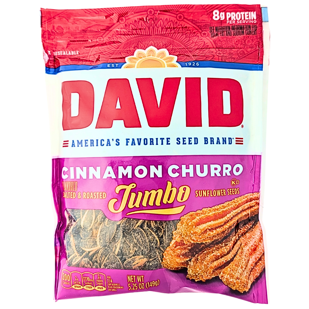David Cinnamon Churro Jumbo Sunflower Seeds 5.25oz | Candy Funhouse US