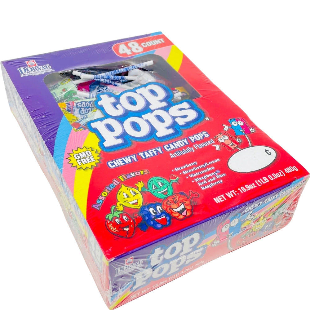 Top Pops Chewy Taffy Candy Pops - Assorted Flavors 336g – Candy