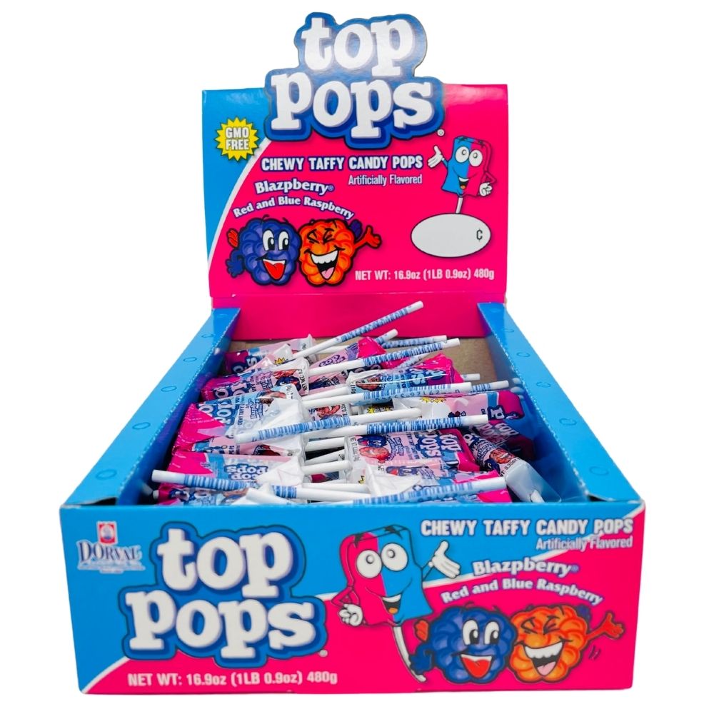 Top Pops Chewy Taffy Candy Pops - Blazpberry 336g – Candy Funhouse US