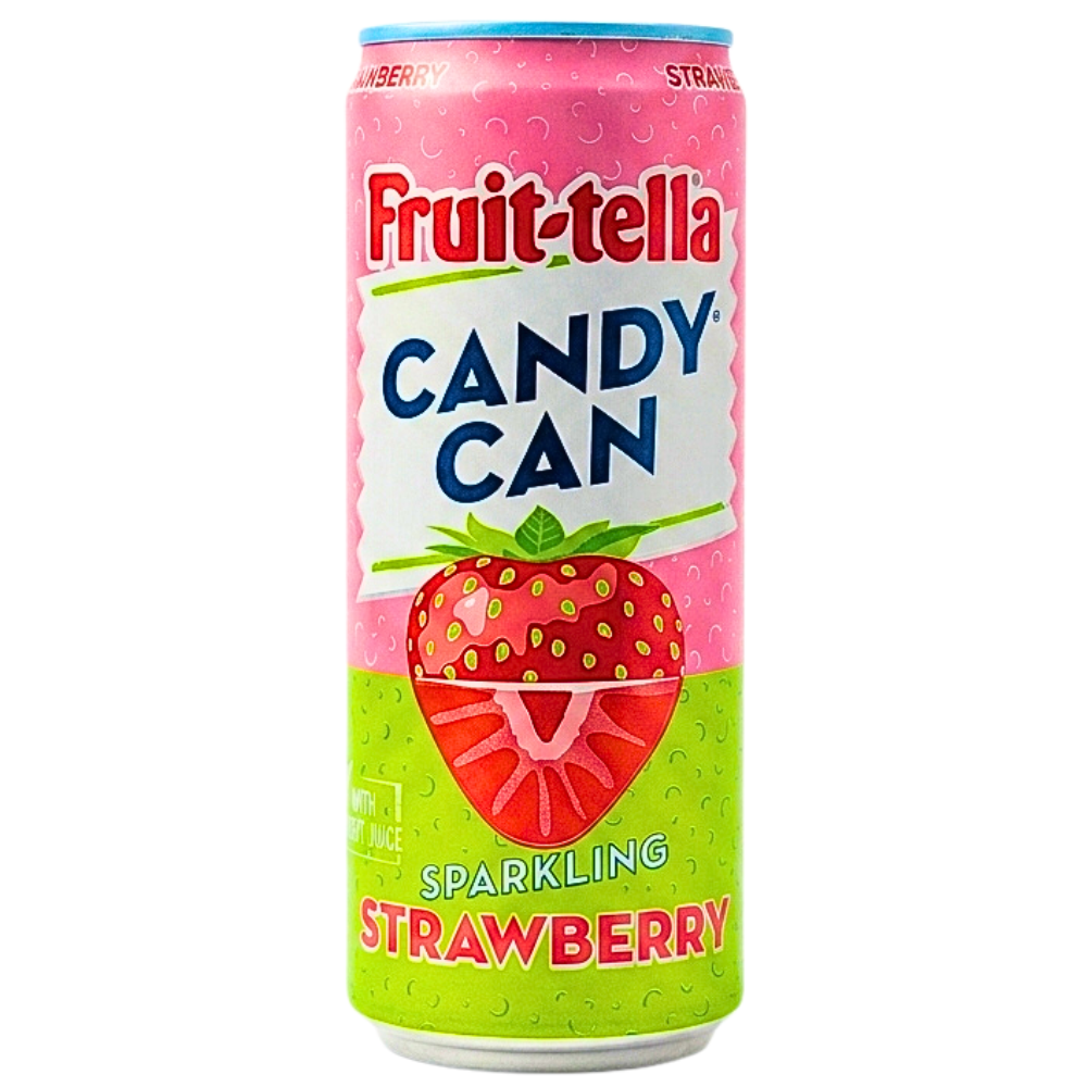 Fruit-tella Candy Can Sparkling Strawberry - 330mL | Candy Funhouse US