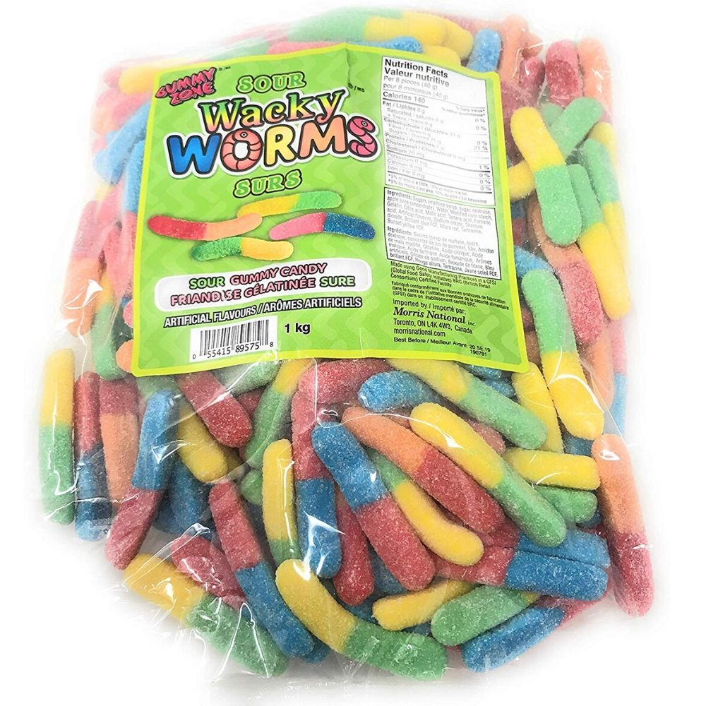 Gummy Zone Sour Wacky Worms Gummy Candies