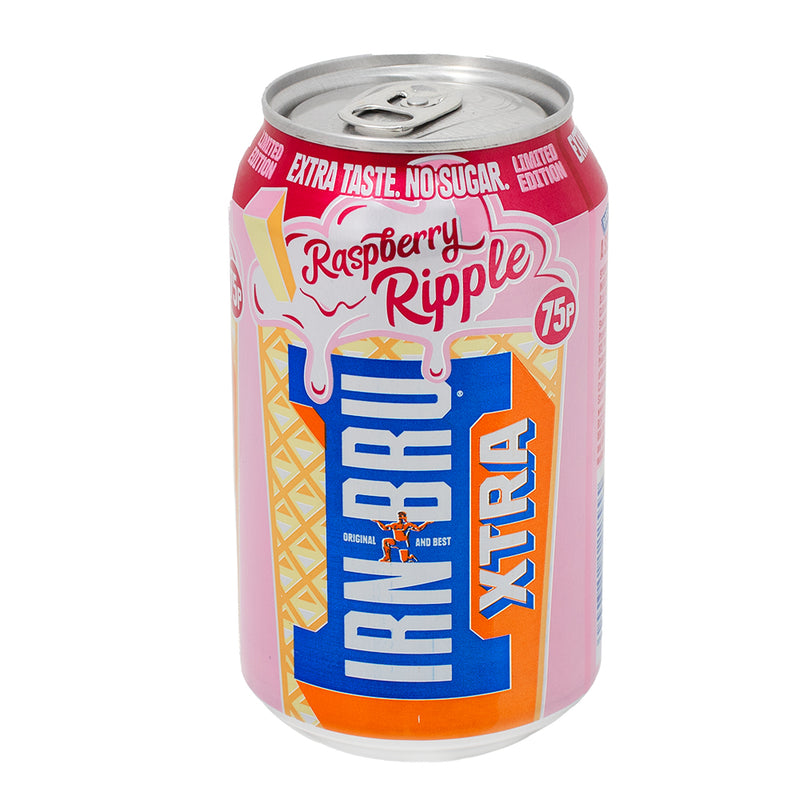 Irn Bru Xtra Raspberry Ripple (UK) - 330mL - Scottish soda - sugar free