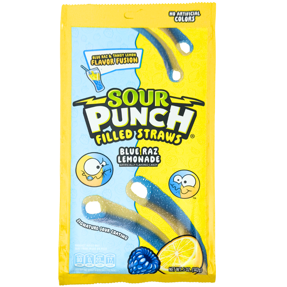 Sour Punch Filled Straws Blue Raz Lemonade - 5oz | Candy Funhouse US Sour Punch Filled Straws Blue Raz Lemonade - 5oz | Candy Funhouse US