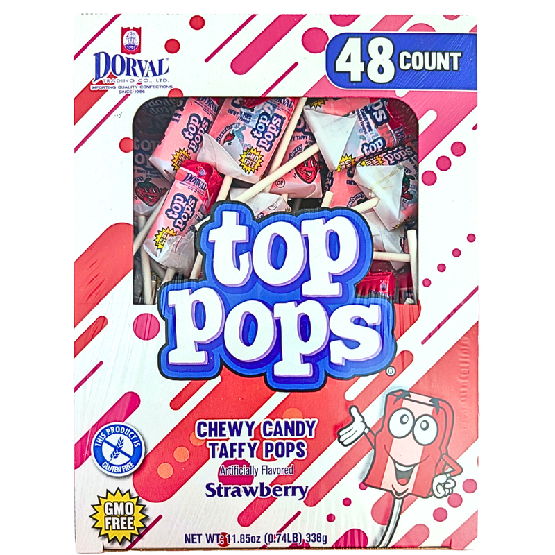 Top Pops Chewy Taffy Candy Pops - Strawberry 336g