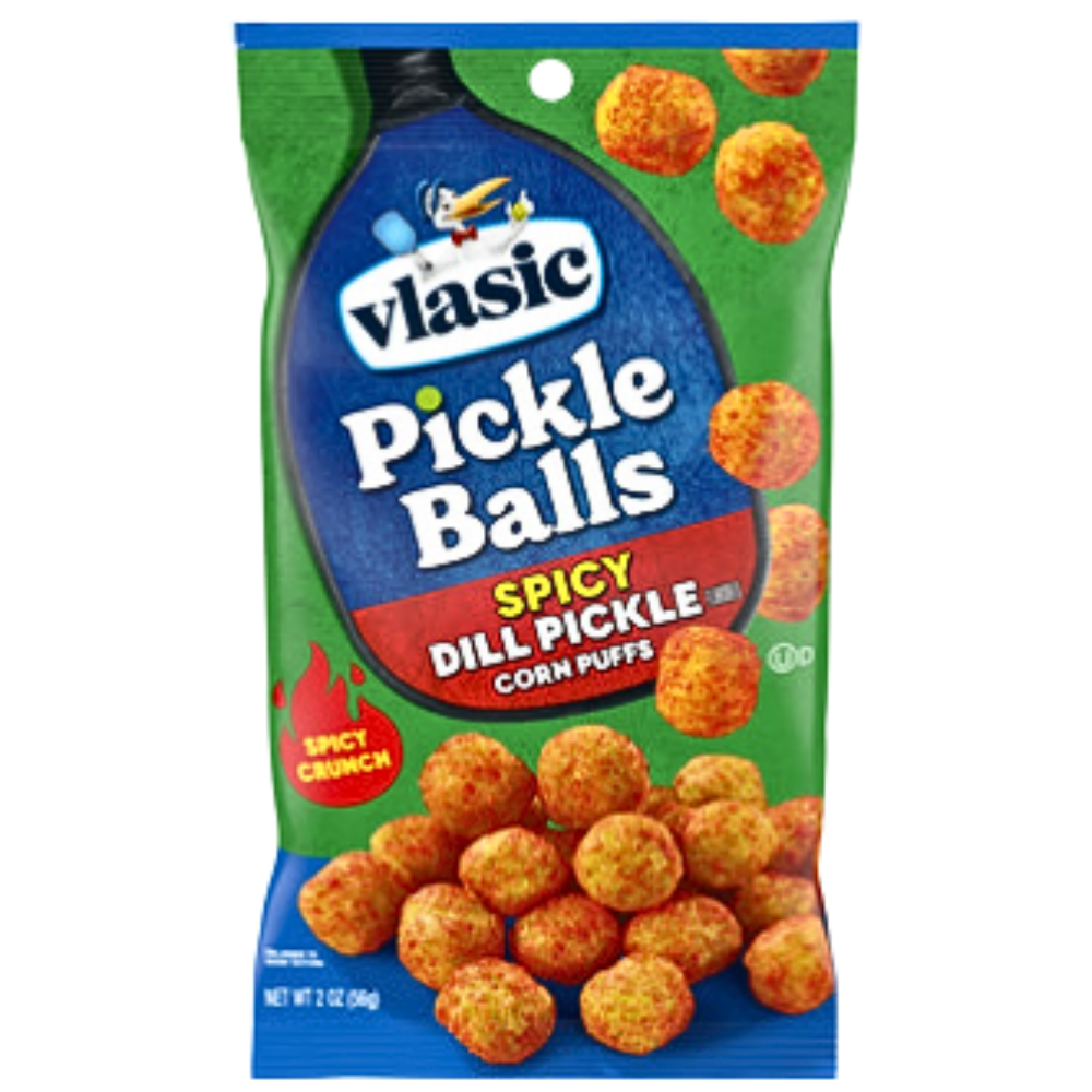 Vlasic Spicy Dill Pickle Balls Corn Puffs - 2oz | Candy Funhouse US