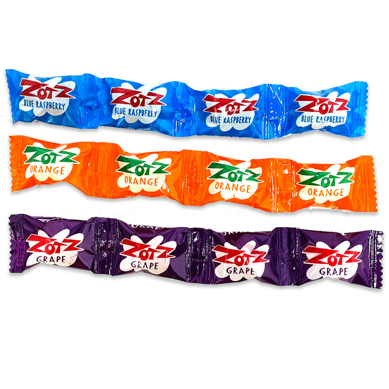 Zotz Fizz Power Candy Strings-Blue Raspberry-Orange-Grape-Old fashioned candy-Sour candy-Zotz candy