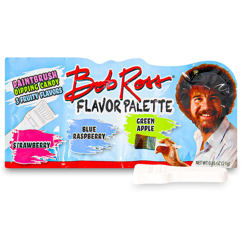 Bob Ross Flavor Palette Paint Brush Dipping Candy, bob ross, bob ross candy, bob ross flavor palette, green apple candy, strawberry candy, blue raspberry candy