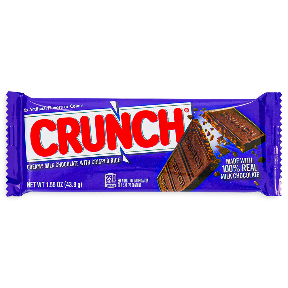 Crunch Bar - 1.55 oz. Front, Crunch Bar, Taste sensation for chocolate enthusiasts, Crispy, creamy, and chocolatey goodness, crispy rice, velvety milk chocolate, Candy heaven in every bite, Movie night, midday snack, or treat-on-the-go, crunch chocolate bar