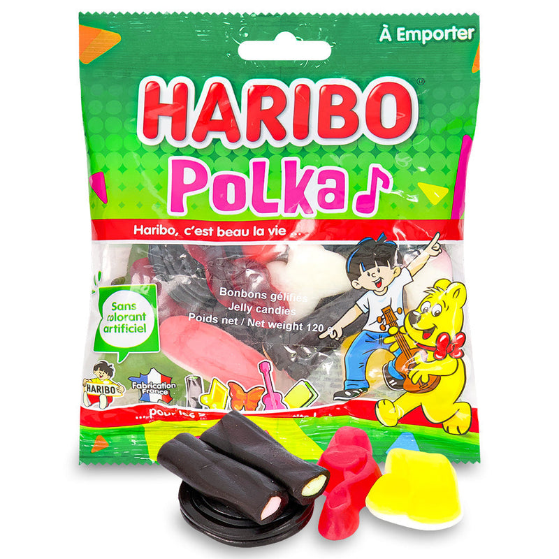 Haribo Polka - 120g, Haribo Polka, Delightful Candies, Playful Colors, Irresistible Fruit Flavors, Sweet Dance Party, haribo, haribo gummy, haribo gummies, german candy, german gummies, gummy candy, gummies