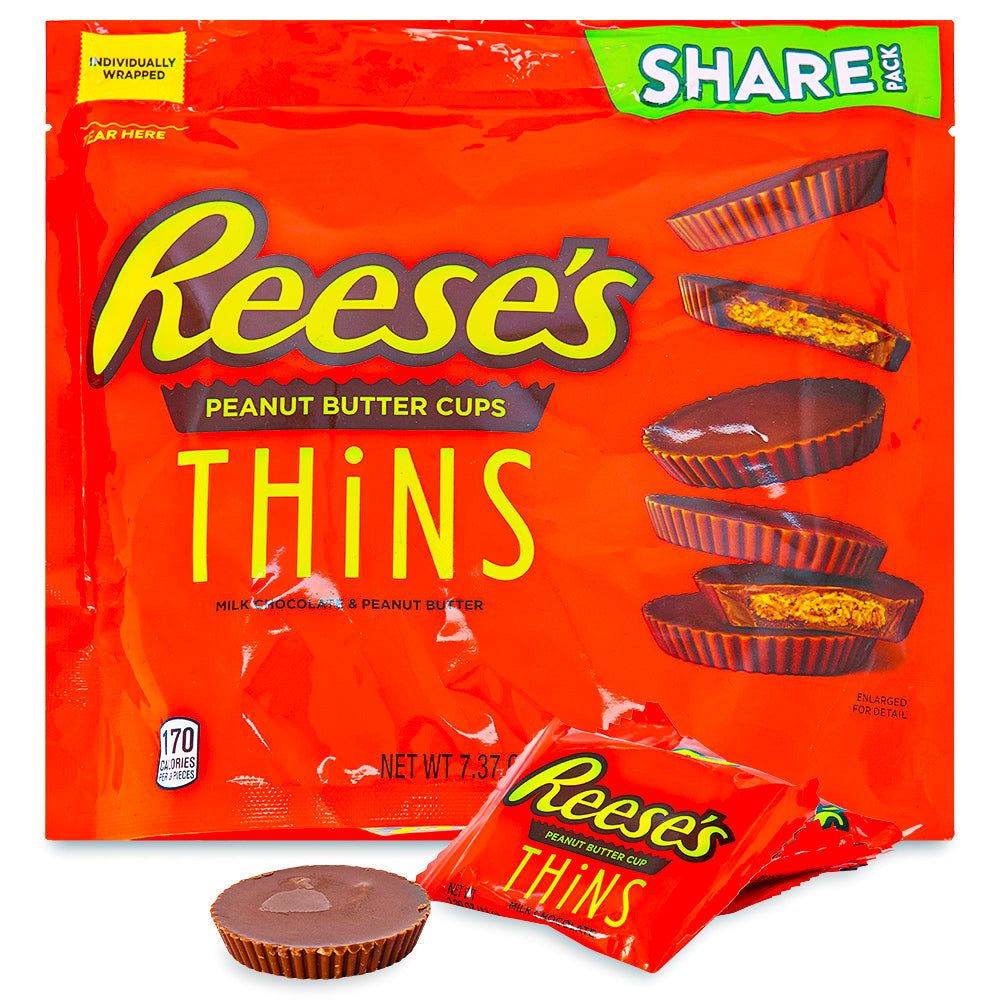 REESE'S THiNS Milk Chocolate Peanut Butter Cups, 3.1 oz bag