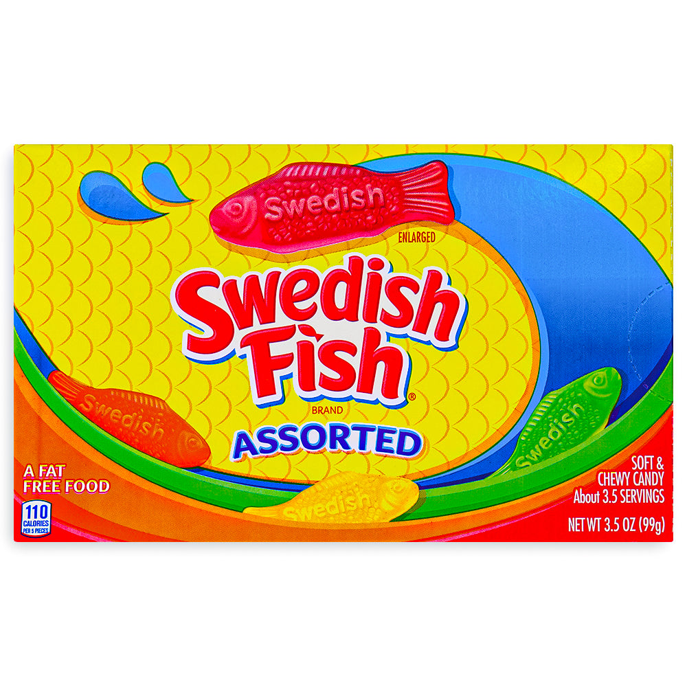 Swedish Fish Candy Assorted Theatre Pack Front, swedish fish, swedish fish candy, gummy candy