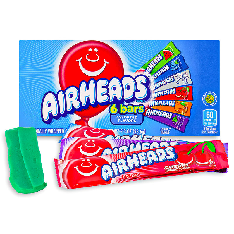 AirHeads 6 Bars Theatre Pack, Airheads, airheads candy, airheads flavors, taffy, taffy candy