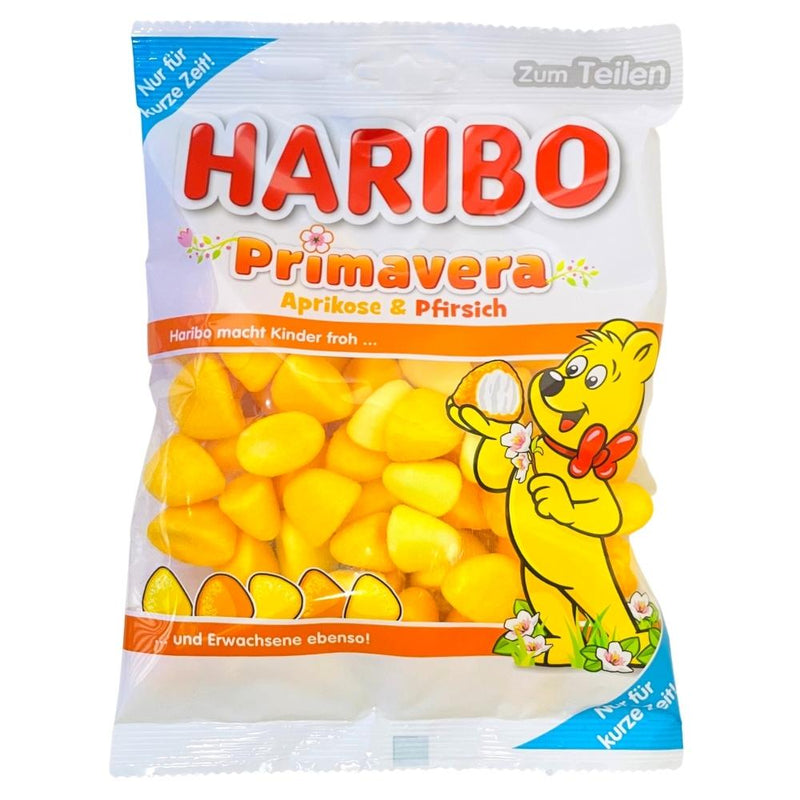 Haribo Primavera Apricot-Peach - 175g, Haribo Primavera Apricot-Peach, Fruitful Delight, Apricot and Peach Flavors, Taste of Summer, Fruity Fiesta, haribo, haribo gummy, haribo gummies, german candy, german gummies, gummy candy, gummies