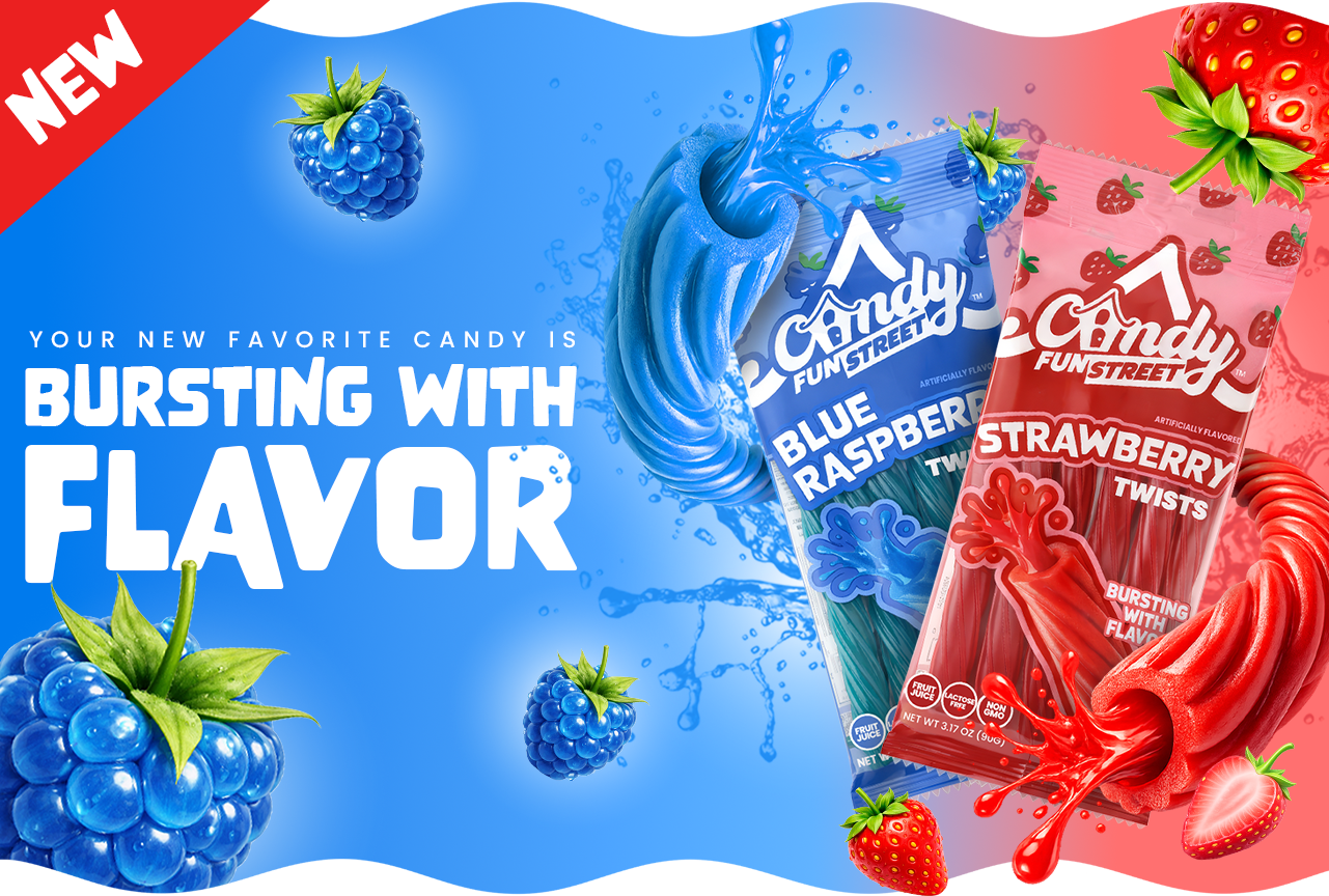 Meet Candy Fun Street Twists: Strawberry & Blue Raspberry