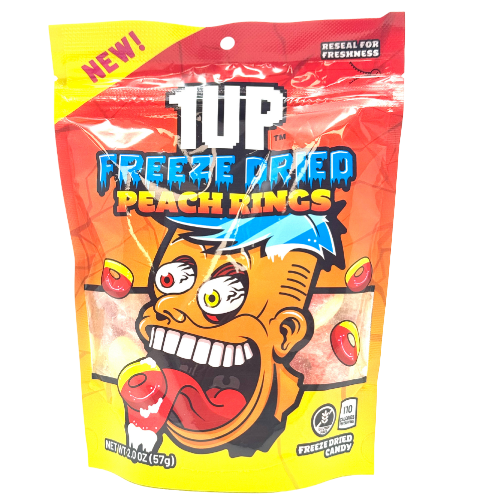 1UP Freeze Dried Peach Rings - 2oz