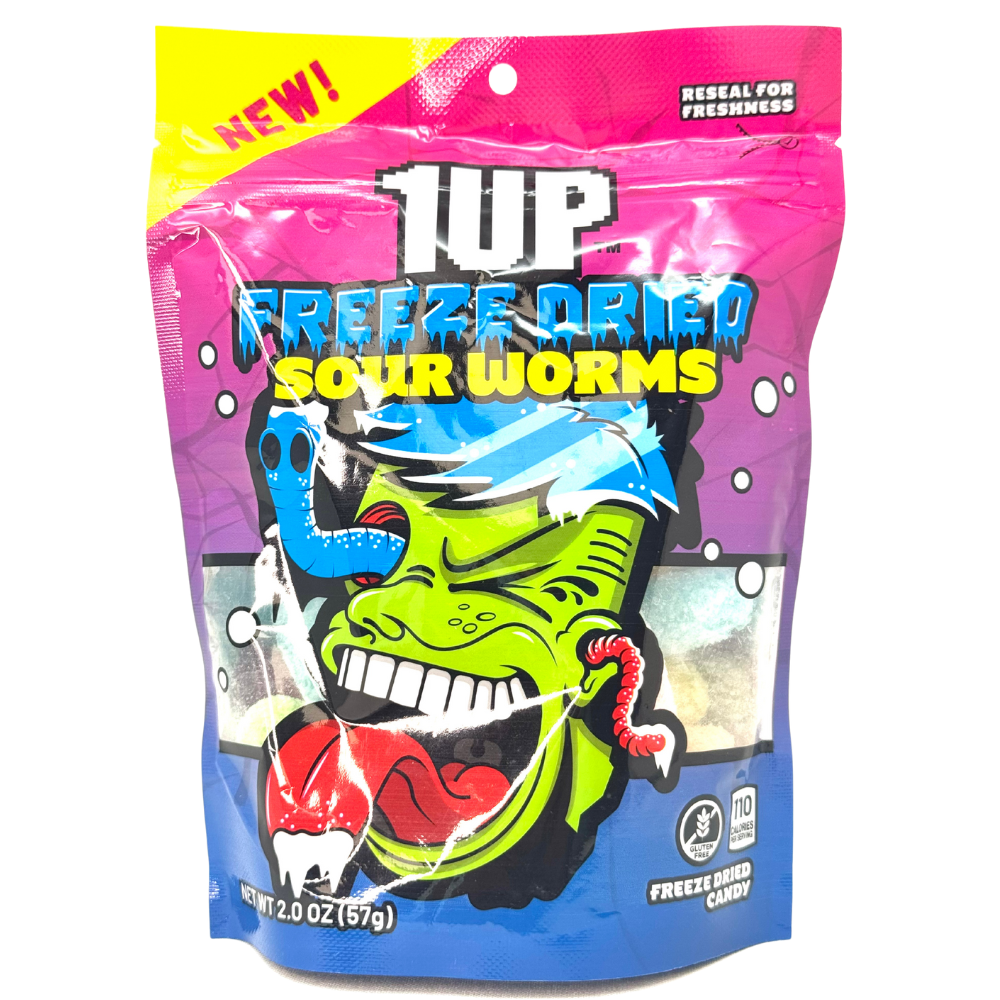 1UP Freeze Dried Sour Worms - 2oz