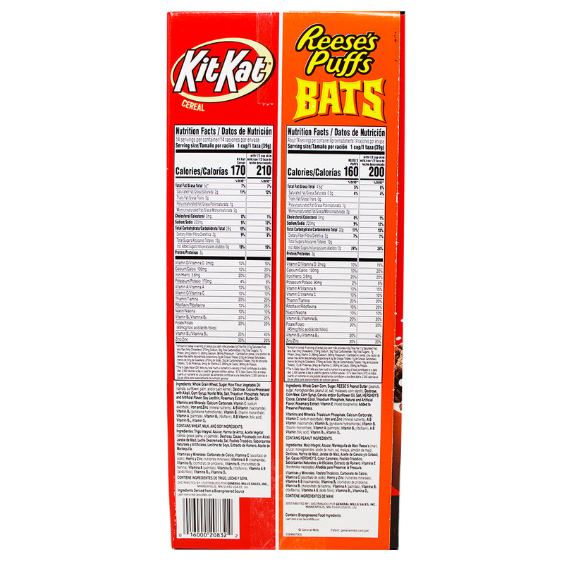 Reese's Puffs Bats & Kit Kat Cereal - 38oz Nutrition Facts Ingredients-Reese's-Reese's Puffs-kit kat cereal