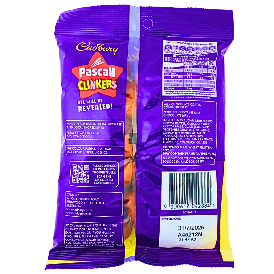 Cadbury Pascall Clinkers (Aus) - 160g