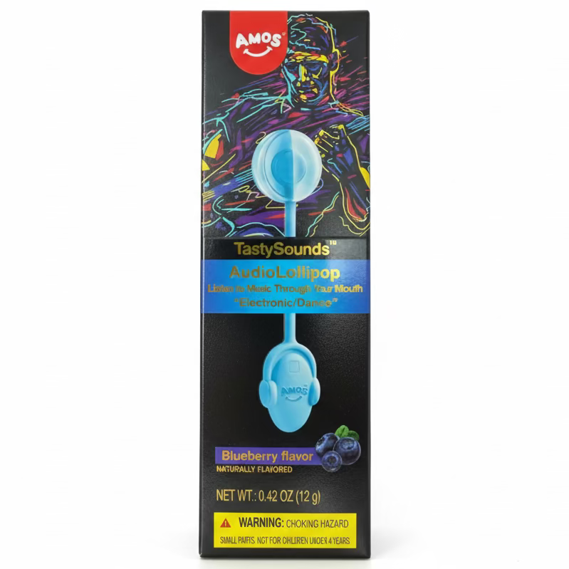 Amos TastySounds Audio Lollipop Blueberry - 0.42oz | Candy Funhouse US