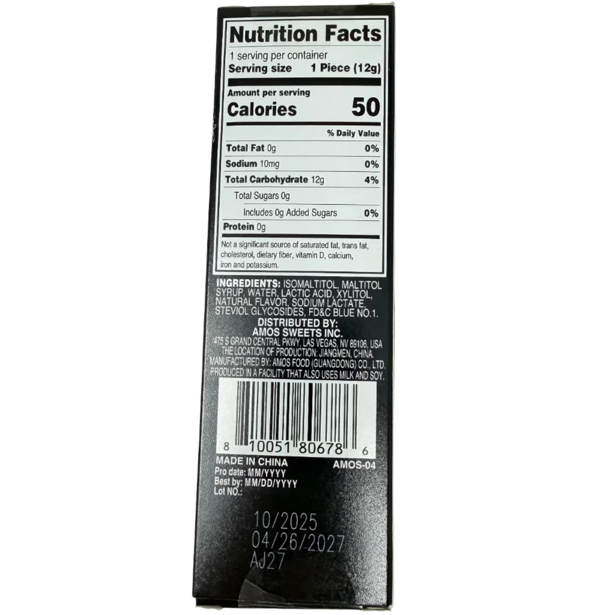 Amos TastySounds Audio Lollipop Blueberry - 0.42oz Nutrition Facts