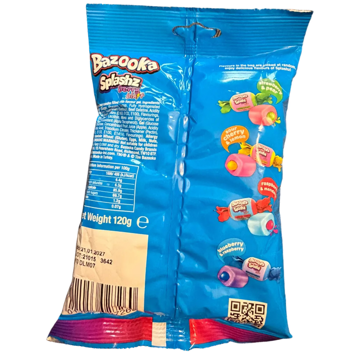 Bazooka Splashz Berry Blast Chews (UK) - 120g Ingredients