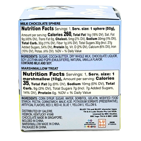 Bluey Chocolate Ball with Marshmallow - 60g Nutrition Facts 