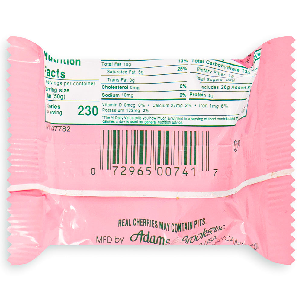 Big Cherry Bar - 1.75oz Nutrition Facts Ingredients-Candy Bars-chocolate covered cherries-Old fashioned candy