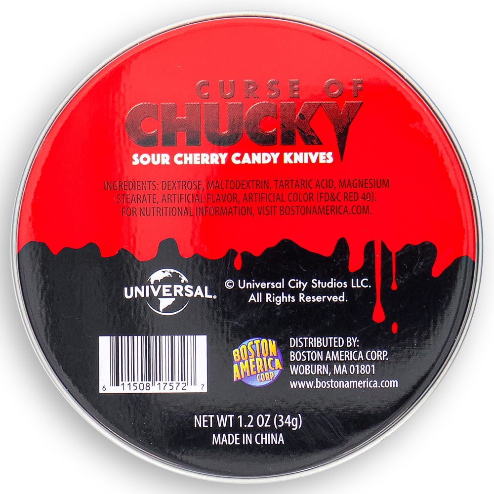 Boston America Chucky Sour Cherry Candy Knives Nutrition Facts Ingredients