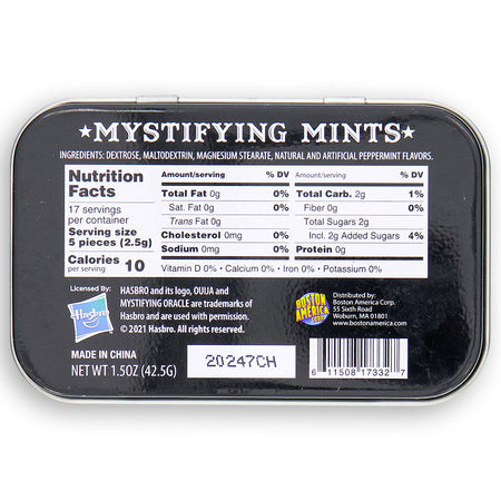 Boston America Ouija Mystifying Mints Nutrition Facts Ingredients Ouija Board Game  Ghost Whisperer 