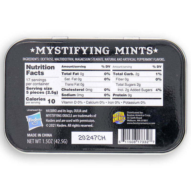 Boston America Ouija Mystifying Mints Nutrition Facts Ingredients Ouija Board Game  Ghost Whisperer 