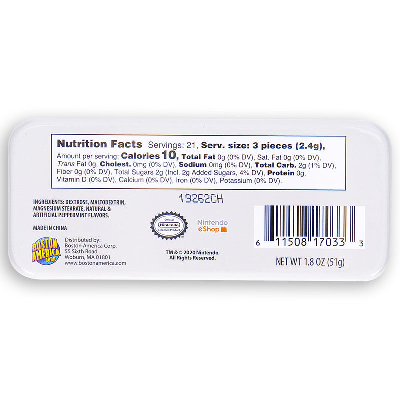 Boston America Nintendo Power Mints Nutrition Facts Ingredients Nintendo Games  Minty Peppermint Candy