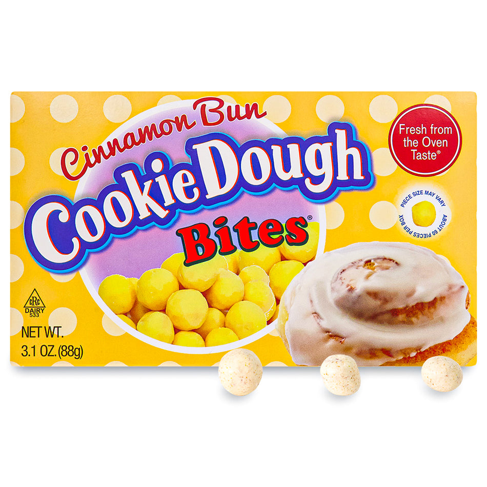 Cinnamon Bun Cookie Dough Bites Theatre Pack-Cookie Dough Bites-cinnamon cookies