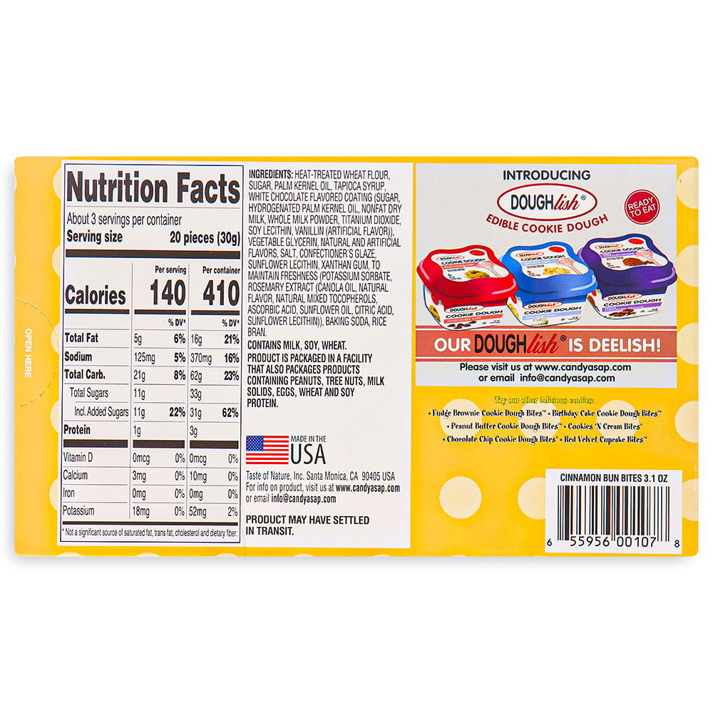 Cinnamon Bun Cookie Dough Bites Theatre Pack Nutrition Facts Ingredients