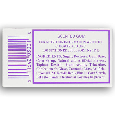 Choward's Scented Gum Nutrition Facts Ingredients