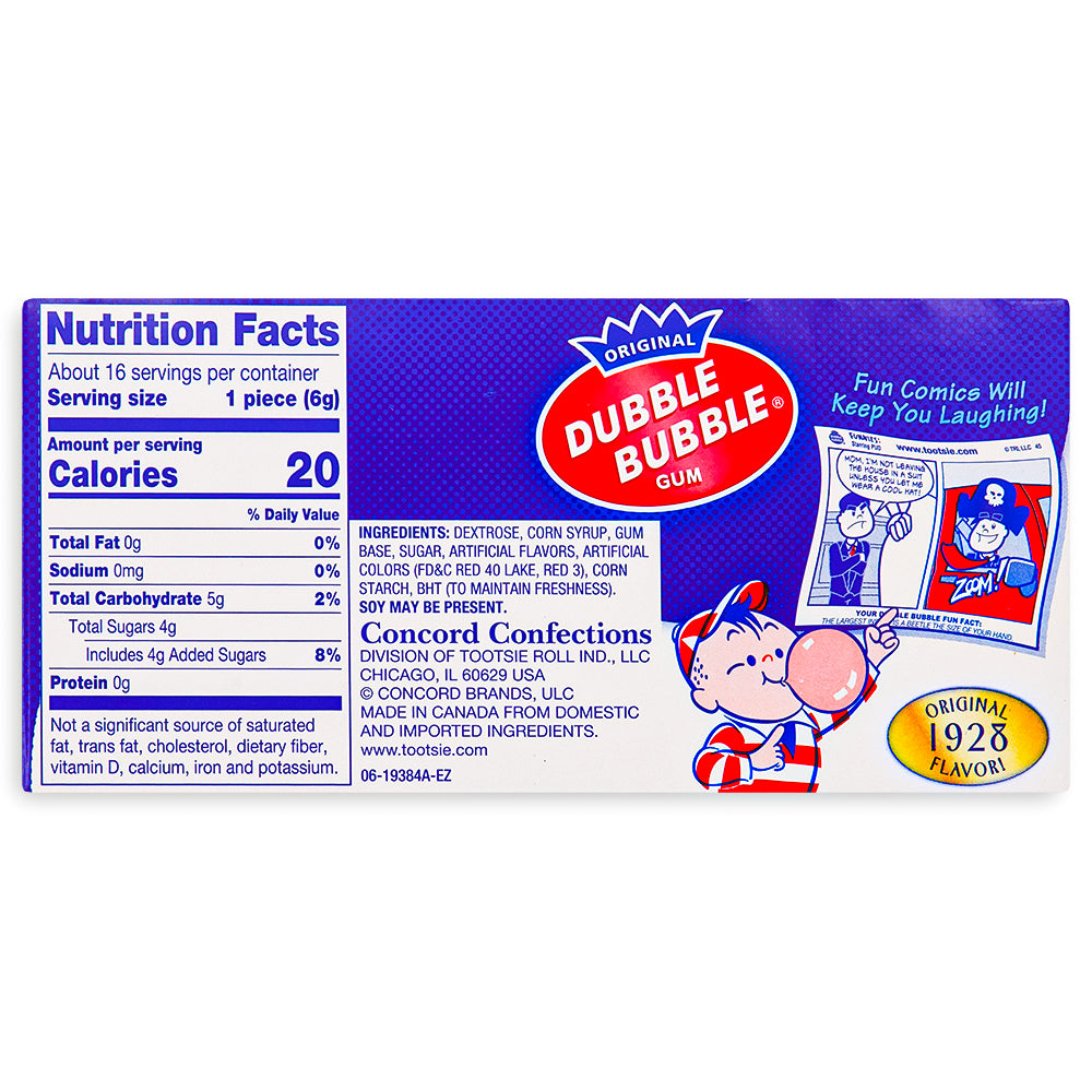 Dubble Bubble Gum Theatre Pack Nutrition Facts Ingredients