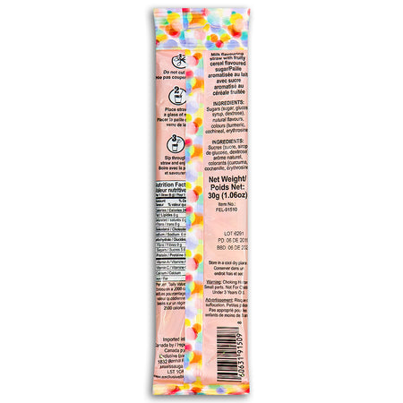 Quick Milk Magic Sipper Fruity Cereal Straws - 36g Nutrition Facts Ingredients