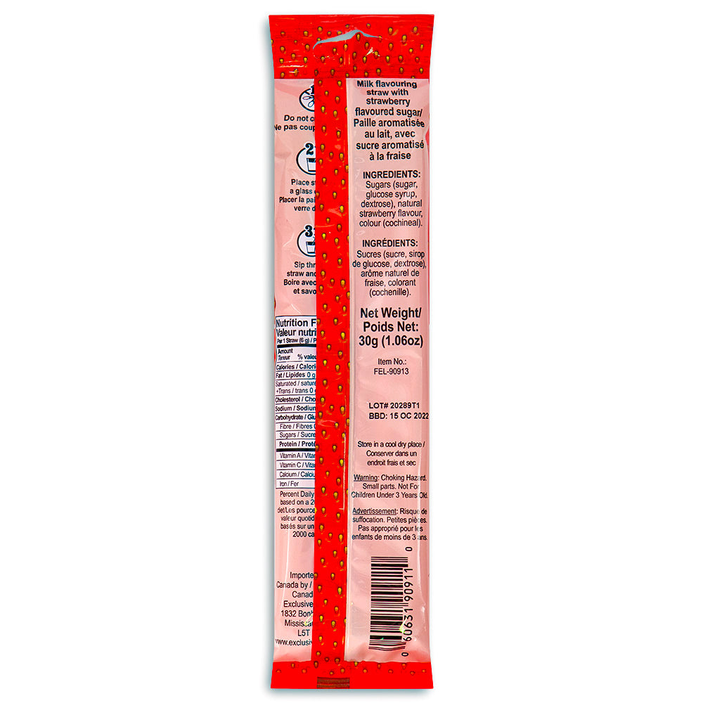 Quick Milk Magic Sipper Strawberry Straws - 36g  Nutrition Facts Ingredients