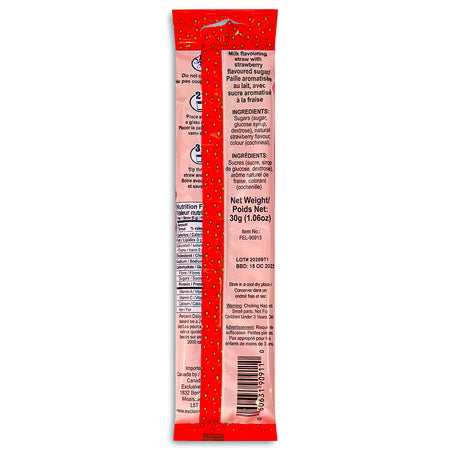 Quick Milk Magic Sipper Strawberry Straws - 36g  Nutrition Facts Ingredients